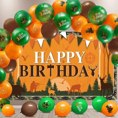 85 Piezas Suministros de Fiesta de Cumpleaños de Caza Fotografía Telones de Fondo Decoraciones de Camuflaje Foto 1 de 4