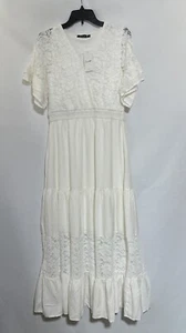 Lace Ivory Dress Women Medium Beach Wedding Boho Romantic Party Glam NWT - Picture 1 of 8