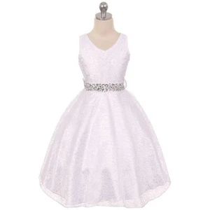 BLANCO Talla 4 Recital Dama de honor Formal Cumpleaños Boda Flor Niña Vestido - Imagen 1 de 3