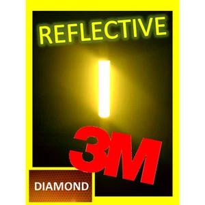 3M Brite YELLOW Diamond Reflective Safety Tape Bicycle Sticker VINYL Tape 4"x9" - Picture 1 of 12