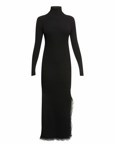 Abito bodycon nuovo con etichette rosso Valentino collo a tartaruga pizzo nero piccolo prezzo al dettaglio: $925