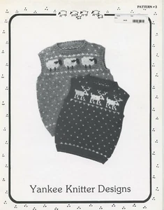 Yankee Knitter Designs Knitting Pattern #3 Child's Sheep & Reindeer Vests 2-12 - Picture 1 of 2