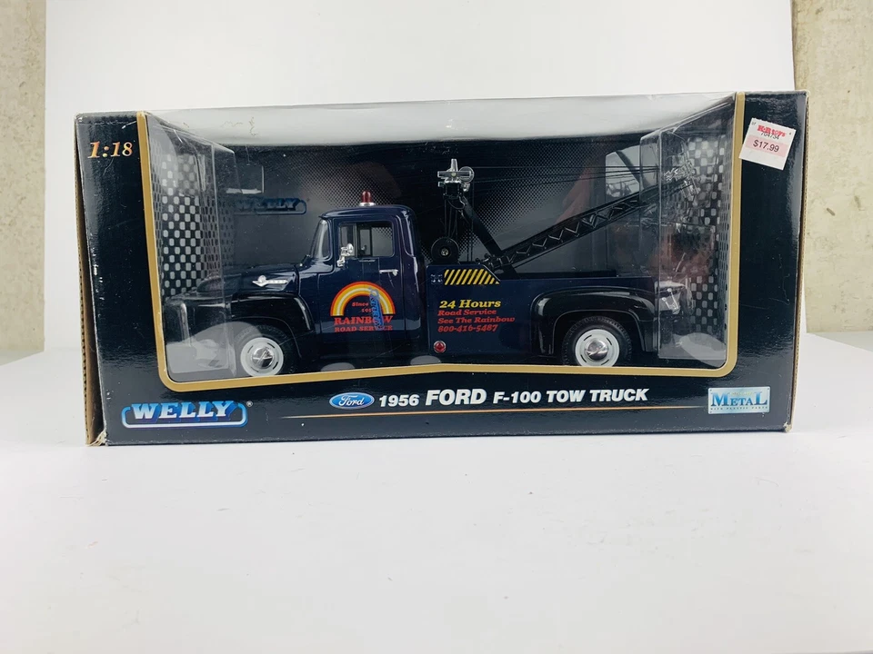 1/18 SCALE WELLY 1956 FORD F-100 TOW TRUCK RAINBOW ROAD SERVICE - Image 1 of 4