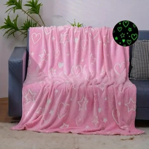 Manta Corazón Brilla en la Oscuridad 40 x 60 Pulgadas Rosa Día de San Valentín - Imagen 1 de 4