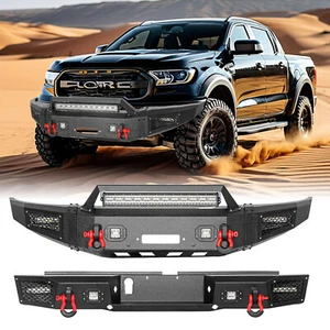 Aaiwa Front Rear Bumper Guard For 2019-2023 Ford Ranger w/Winch Plate LED Light - Picture 1 of 18