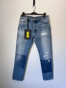 8 Moncler Palm Angels Distressed Jeans - Size 48 - Blue - NEW - Made in Italy - Picture 1 of 9