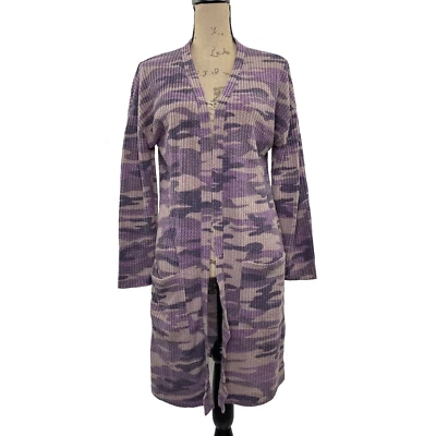 Cárdigan Lola Grace púrpura camuflado para mujer pequeño manga larga suéter suave térmico Foto 1 de 4