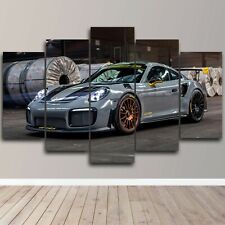 Porsche 911 GT Grey Sport Car Side view 5 Piece Canvas Wall Art Print Home Decor
