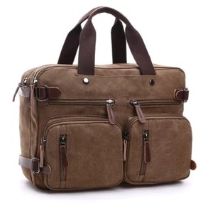 Men Canvas Bag Leather Briefcase Travel Suitcase Messenger Shoulder Handbag - Bild 1 von 34