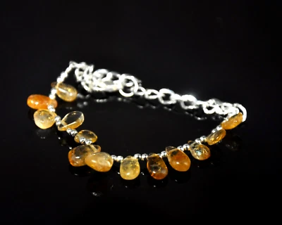 Genuine Citrine Bracelet, Citrine Jewelry, Citrine Gemstone Dainty Bracelet - Image 1 of 2