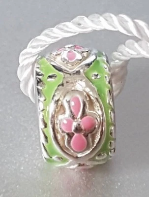 .925 PLATA ESTERLINA PERSONAJE ENCANTO VERDE ROSA FLORES ROJO CRUZ ESMALTE NUEVO B24 Foto 1 de 3