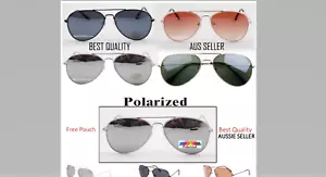 Polarised Retro Classic Aviator Silver Metal frame/Mirror Lens 80's Sunglasses - Picture 1 of 11