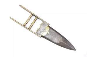 Dagger Tiger Knife Scissor Katar Damascus Steel Blade Gold Wire Work W431 - Picture 1 of 10