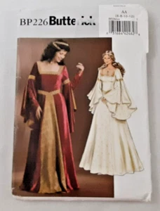 Costume modello Butterick #226 abito rinascimentale medievale manca 6-12 non tagliato - Foto 1 di 11