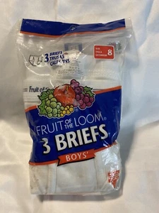 Boy's Fruit Of The Loom White Briefs Size 8 NIP  3 in Package - Picture 1 of 4