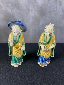 Vintage Skekwan 2 Piece Chinese Export Mud Men Figurines - Picture 1 of 7
