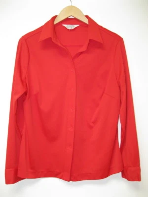 Vintage 1970s Sears Roebuck Retro Perma Prest Button Down Red Shirt Women's L/XL - Image 1 of 4