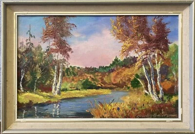 Quadro A Impressionista Paesaggio Autunnale Con Betulle Natura Luigi Bendisen - Bild 1 von 4