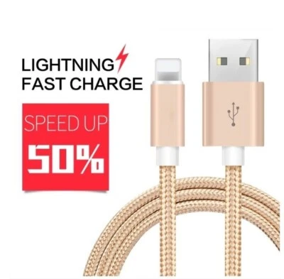 1meter fast charging USB cable for iPhone 6/6p/7/7p/8/8p/x/XR/XS NIB SILVER x3!! - Image 1 of 4