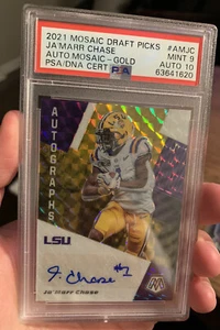 2021 Panini Mosaic GOLD  Ja’Marr Chase Rookie AUTO /10 PSA 9 - Picture 1 of 5