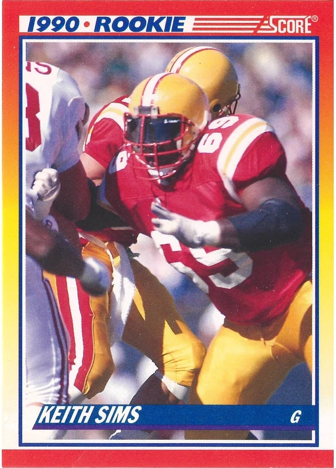 NFL SCORE 1990 ROOKIE CARD IOWA STATE KEITH SIMS Near Mint  - Image 1 of 2