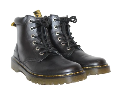 Botas para mujer Dr Martens Cartor talla 8 negras imitación cuero 6 ojos puntada amarilla Foto 1 de 4