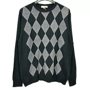 Montechiaro Italian Wool Blend Sweater Men’s Size XL Pullover Argyle Knit Luxury - Picture 1 of 10