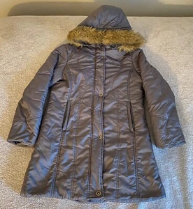 I.B. Diffusion Gray Parka Jacket Coat Size M Removable Faux Fur Hood Womens - Picture 1 of 15