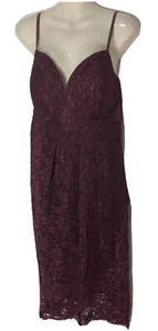 Elegant Burgundy Lace Midi Dress Size12 Lined New/ Tags Dotti Nylon/ Polyester - Picture 1 of 7