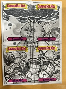 Garbage Pail Kids Triptych Sketch Card  BAD BREATH SETH 🔥 JASON HEIL Autograph