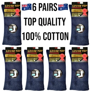 6Pr 100% COTTON SOCKS Loose Top Heavy Duty Premium Navy Bulk 2-8 6-11 11-14 - Picture 1 of 4