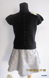 Gymboree Prim and Proper Silver Silk Skirt 5 Black Bead Sweater Top 6 NWT New - Picture 1 of 4