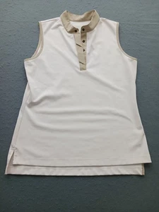 Tail Women Golf Polo Size M White Polyester Stretch Sleeveless Contrast Trim - Picture 1 of 13