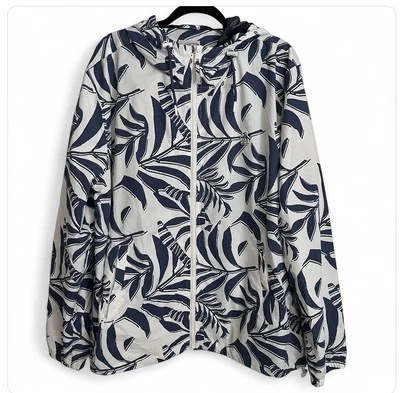 Penguin By Munsingwear Mens Full Zip Hooded Jacket XXL White Blue Hawaii Print - Image 1 of 4