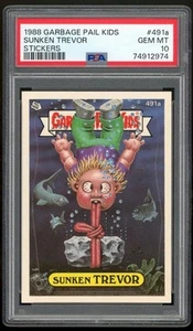 Topps Garbage Pail Kids 12th Series #491a Sunken Trevor PSA 10 GEM MINT Os12 - Picture 1 of 2