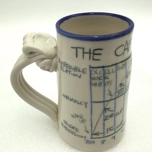 Tom Edwards Studio Art Pottery “The Caffeine Curve” Humor Coffee Mug Cup 10oz - Picture 1 of 6