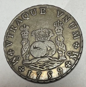 1759 Mo MM Pillar Dollar Mexico Silver 8 Reales Fine Tulip Edge - Picture 1 of 2