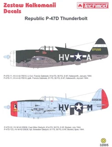 Calcomanías Techmod 1/32 REPUBLIC P-47D THUNDERBOLT Francis Gabreski - Imagen 1 de 4