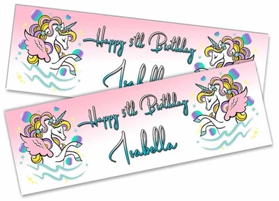 Banner Cumpleaños Unicornio Personalizado Cualquier Nombre Edad Equipo - Personalizado Niños Fiesta 39 Foto 1 de 4