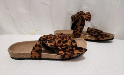 Mujer Talla 9 Marrón Sandalias Moño Corcho Leopardo Guepardo Primavera Verano Moda Foto 1 de 4