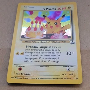 VINTAGE POKEMON BLACK STAR PROMO CARD - #24 PIKACHU (HOLO) V RARE WOTC NM - Picture 1 of 2