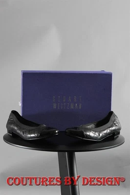 Stuart Weitzman Black Quilted Leather Ballet Shoes Size 5.0 NIB MSRP $330 - Image 1 of 3