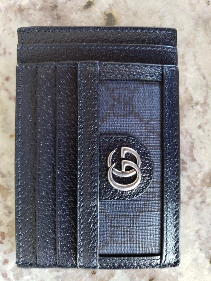 gucci ophidia Hombre Cuero Azul Bolsillo Frontal Tarjetero Foto 1 de 1