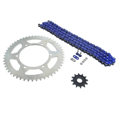 Yamaha WR250F 250 F 2001-2006 cadena de junta tórica azul y piñón plata 12/52 114L Foto 1 de 4