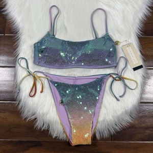 Gianni Bini Dannijo Size XS Sequin Frankie Top Jayla Bikini Bottom Swimsuit Set - Picture 1 of 11