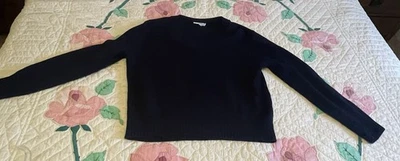 Lady Garland Navy Blue Knit Pullover Sweater with V-Neck Women’s Size Medium - Image 1 of 4