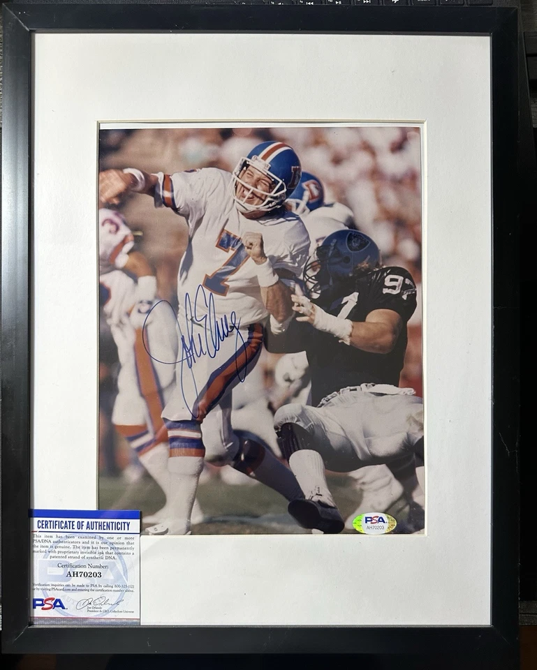 FOTO ENMARCADA AUTÓGRAFA AUTENTICADA DE JOHN ELWAY PSA DENVER BRONCOS Foto 1 de 1