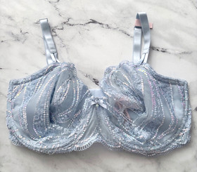 Victoria's Secret Nwt Dream Angels Blue Sequin Unlined Uplift w/ Sling Bra 38G