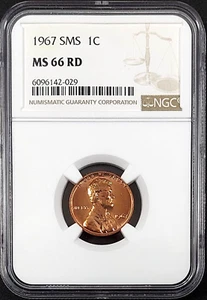 1967 SMS Lincoln Cent certified MS 66 RD by NGC! sku 2-029 - Picture 1 of 4