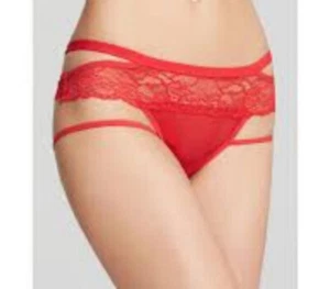 HONEYDEW INTIMATES PEEK-A-DEW LUCY HIPSTER-HÖSCHEN OFFENER SCHRITT ROT MEDIUM NEU MIT ETIKETT - Bild 1 von 12